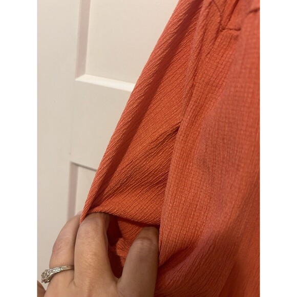 NEW Coral Orange Button Down Spaghetti Strap Tiered Ruffle Maxi Dress Size L XL - Picture 3 of 5